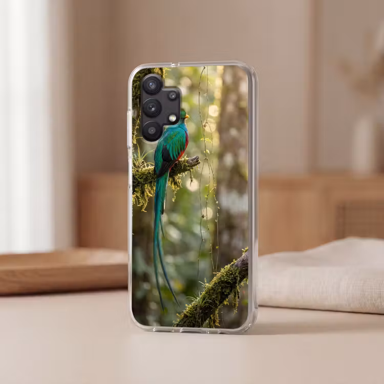 Quetzal - Jungle - Natuur - Groen Telefoonhoesje Samsung Galaxy A32 5G klein -sfeer2