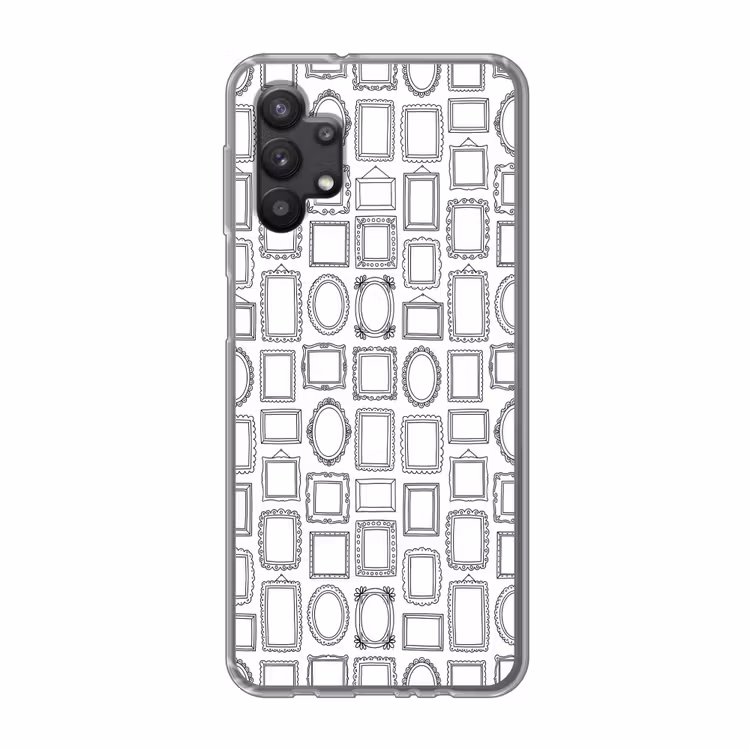 Lijsten - Patroon - Decoratie - Schets - Zwart-wit Telefoonhoesje Samsung Galaxy A32 5G klein -3d