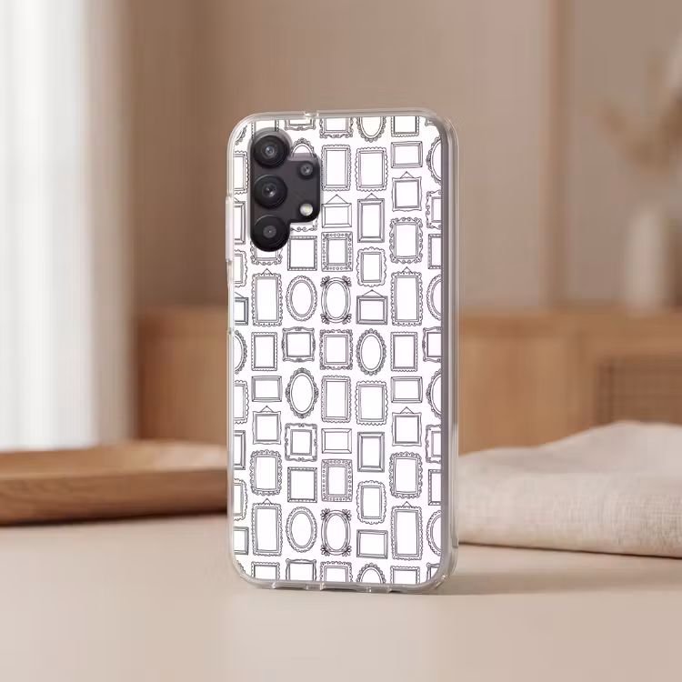 Lijsten - Patroon - Decoratie - Schets - Zwart-wit Telefoonhoesje Samsung Galaxy A32 5G klein -sfeer2