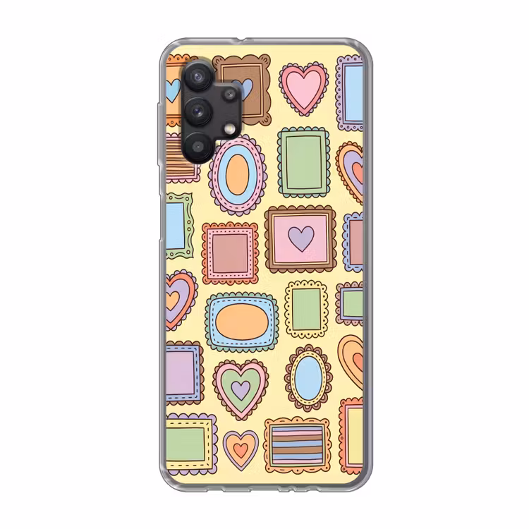 Lijst - Patroon - Hart - Speels - Kleurrijk Telefoonhoesje Samsung Galaxy A32 5G klein -3d