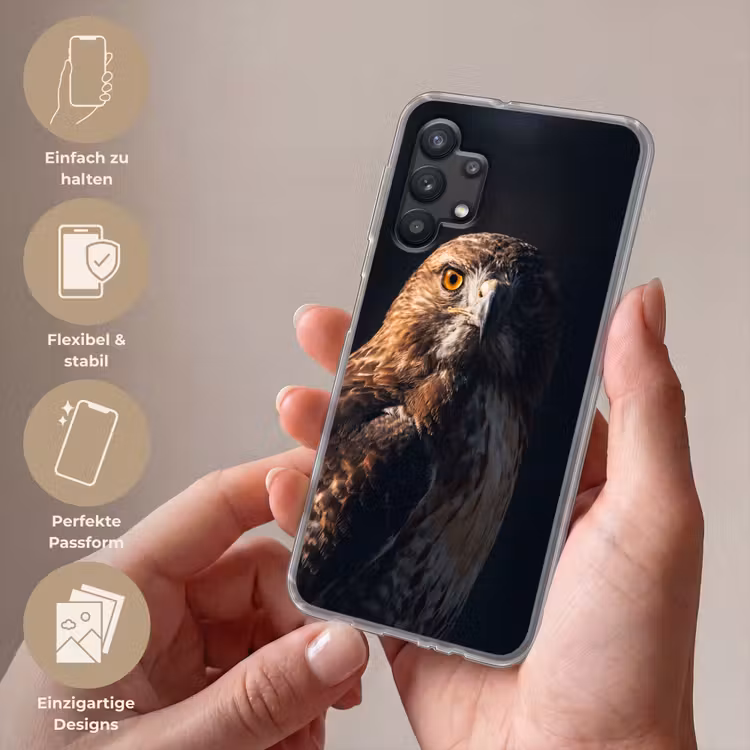 Roofvogel - Buizerd - Bruin Telefoonhoesje Samsung Galaxy A32 5G klein -sfeer3_DE