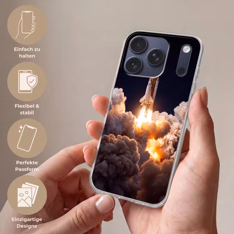 Handyhülle - Raumfahrzeug – Start – Sterne - Ruimtevaartuig - Lancering - Sterren Telefoonhoesje iPhone 17 Pro klein