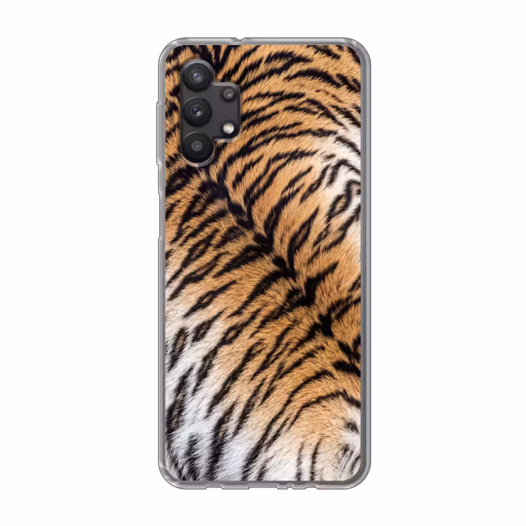 Realistisch - Tijgervacht - Zwart Telefoonhoesje Samsung Galaxy A32 5G klein -3d