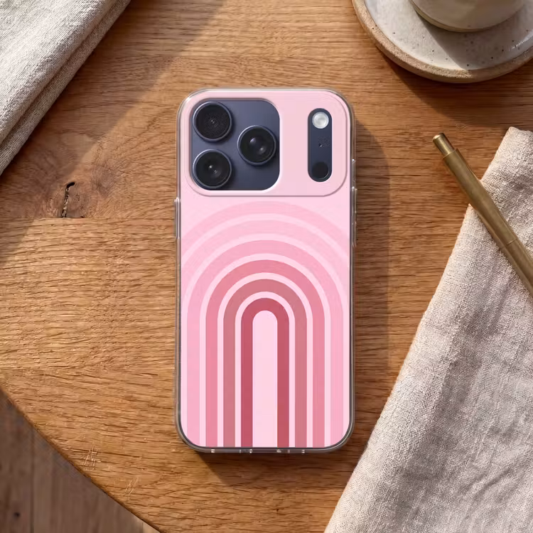 Regenboog - Roze - Abstract - Modern - Minimalistisch Telefoonhoesje iPhone 17 Pro klein -sfeer1