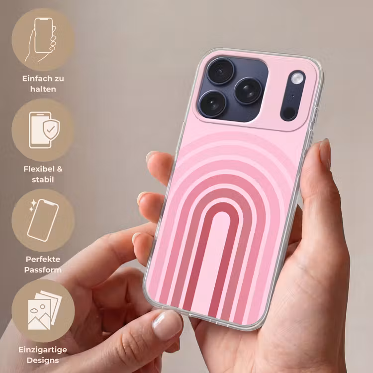 Regenboog - Roze - Abstract - Modern - Minimalistisch Telefoonhoesje iPhone 17 Pro klein -sfeer3_DE