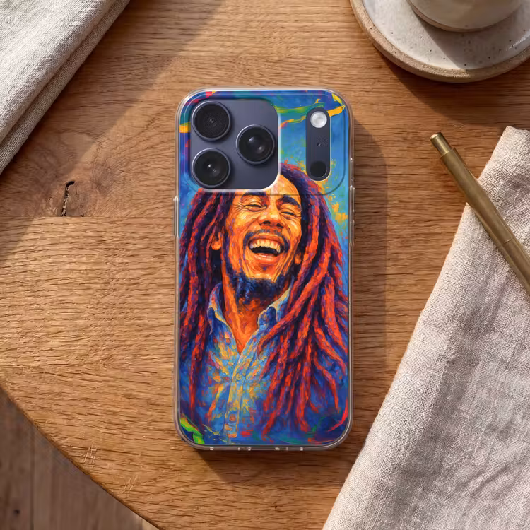 Regenboogkleuren - Man - schilderij Telefoonhoesje iPhone 17 Pro klein -sfeer1