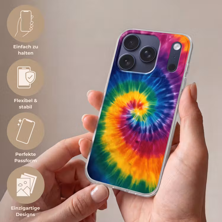 Regenboogkleuren - Spiraal - Kleurrijk Telefoonhoesje iPhone 17 Pro klein -sfeer3_DE