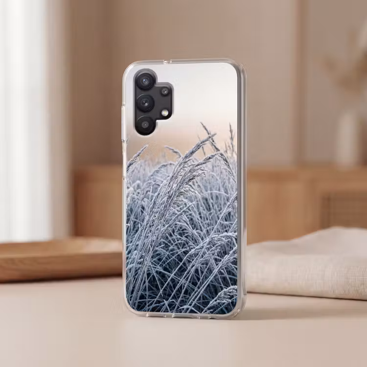 Rijp - Gras - Kristallen - Winter - Minimalistisch Telefoonhoesje Samsung Galaxy A32 5G klein -sfeer2