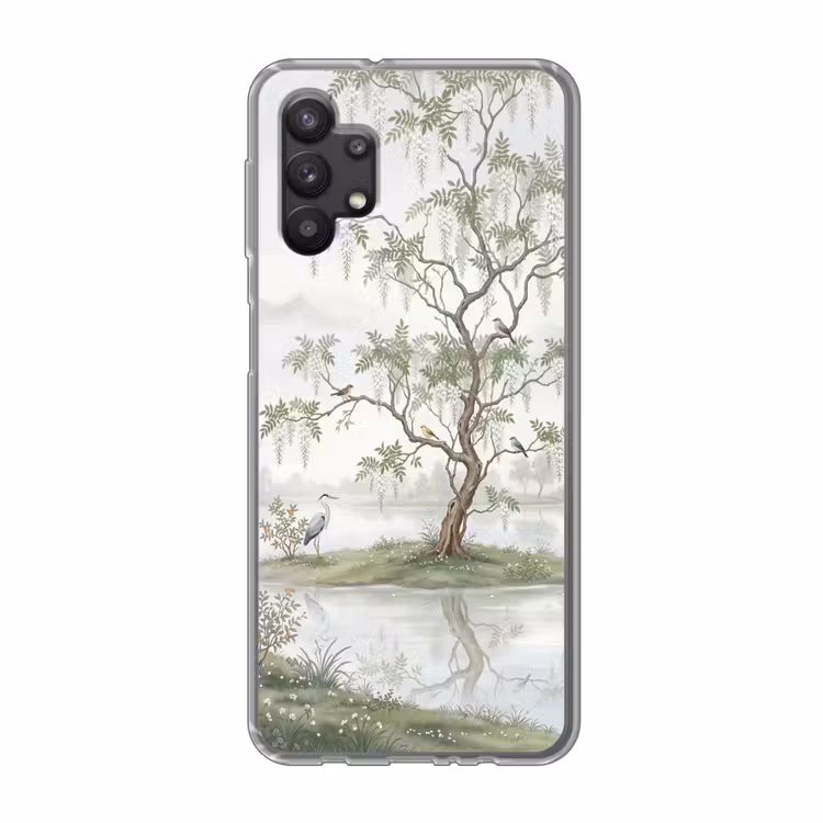 Reiger - Landschap - Groen Telefoonhoesje Samsung Galaxy A32 5G klein -3d