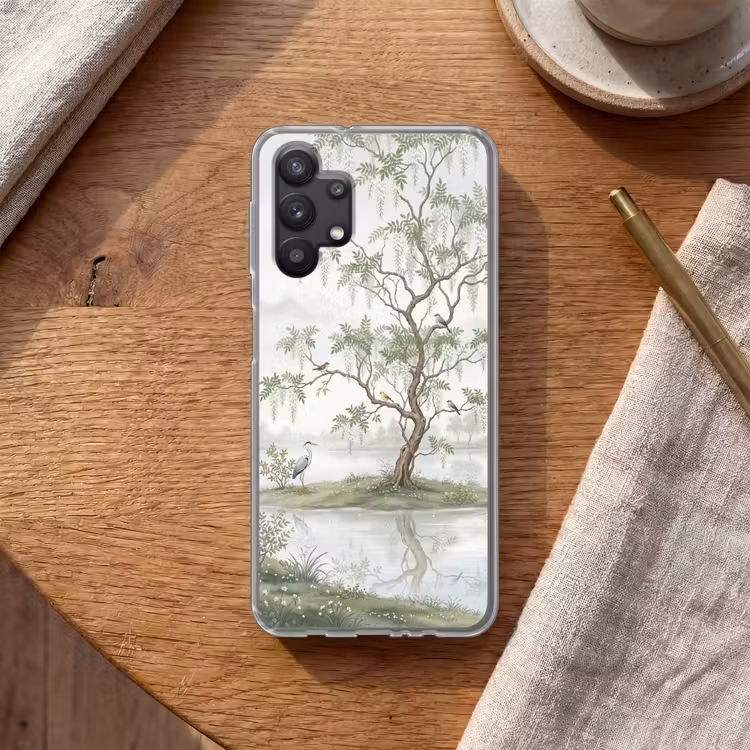 Reiger - Landschap - Groen Telefoonhoesje Samsung Galaxy A32 5G klein -sfeer1