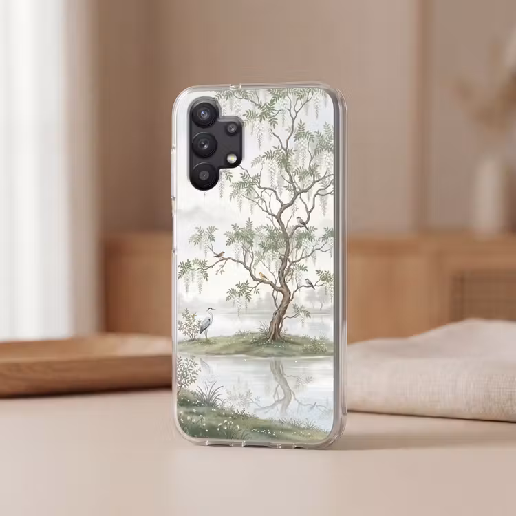 Reiger - Landschap - Groen Telefoonhoesje Samsung Galaxy A32 5G klein -sfeer2