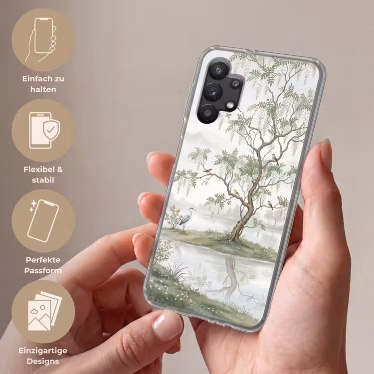 Reiger - Landschap - Groen Telefoonhoesje Samsung Galaxy A32 5G klein -sfeer3_DE