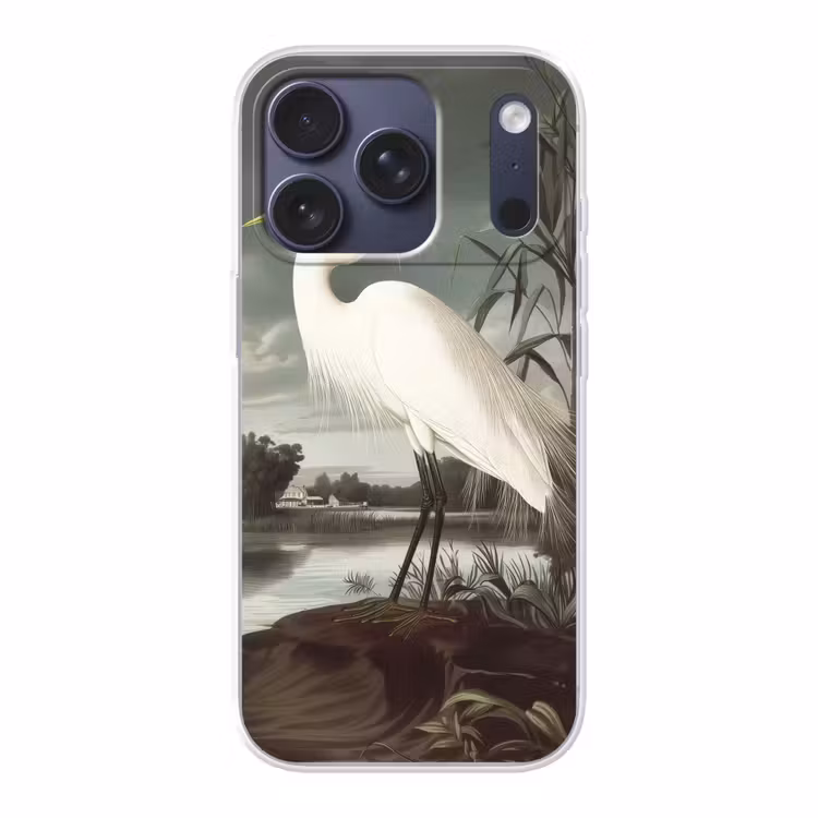 Reiger - Planten - Wolken - Wit Telefoonhoesje iPhone 17 Pro klein -3d