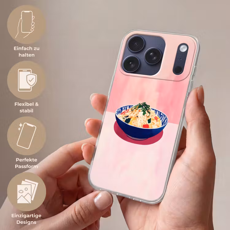 Rijst - Illustratie - Kom - Groente Telefoonhoesje iPhone 17 Pro klein -sfeer3_DE