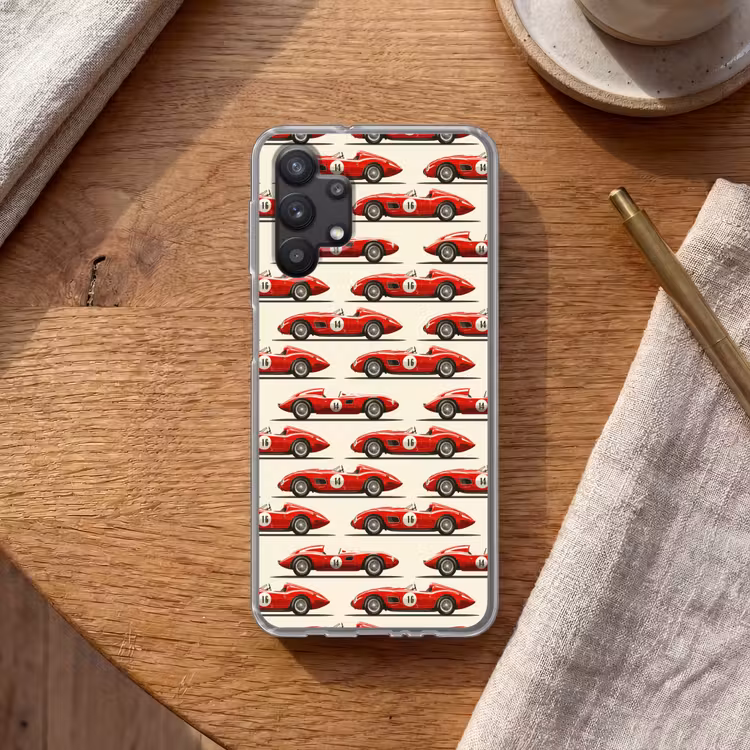 Raceauto - Retro - Rood Telefoonhoesje Samsung Galaxy A32 5G klein 346 -sfeer1