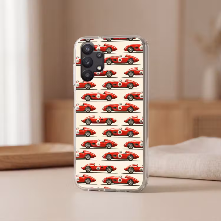 Raceauto - Retro - Rood Telefoonhoesje Samsung Galaxy A32 5G klein 346 -sfeer2
