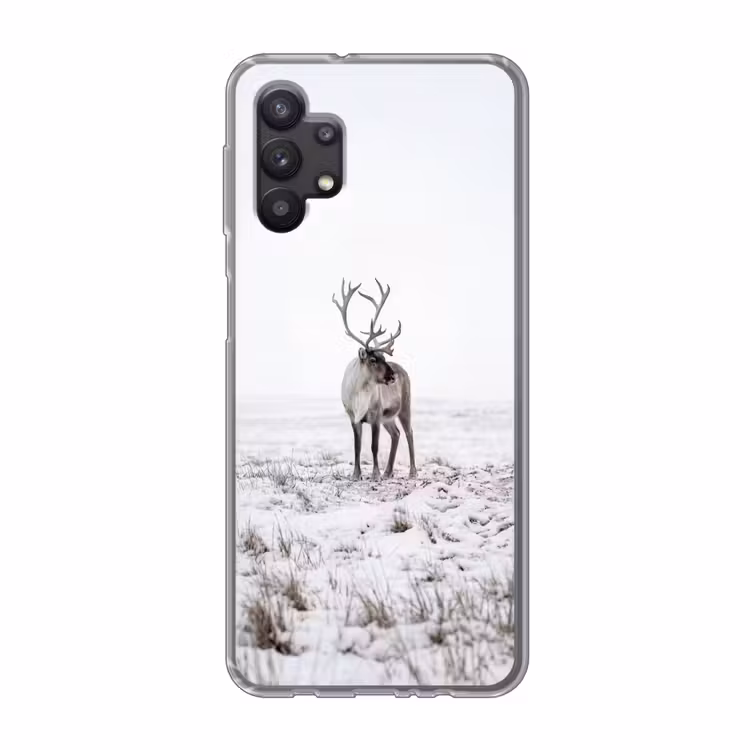Rendier - Gewei - Sneeuw - Winter Telefoonhoesje Samsung Galaxy A32 5G klein -3d