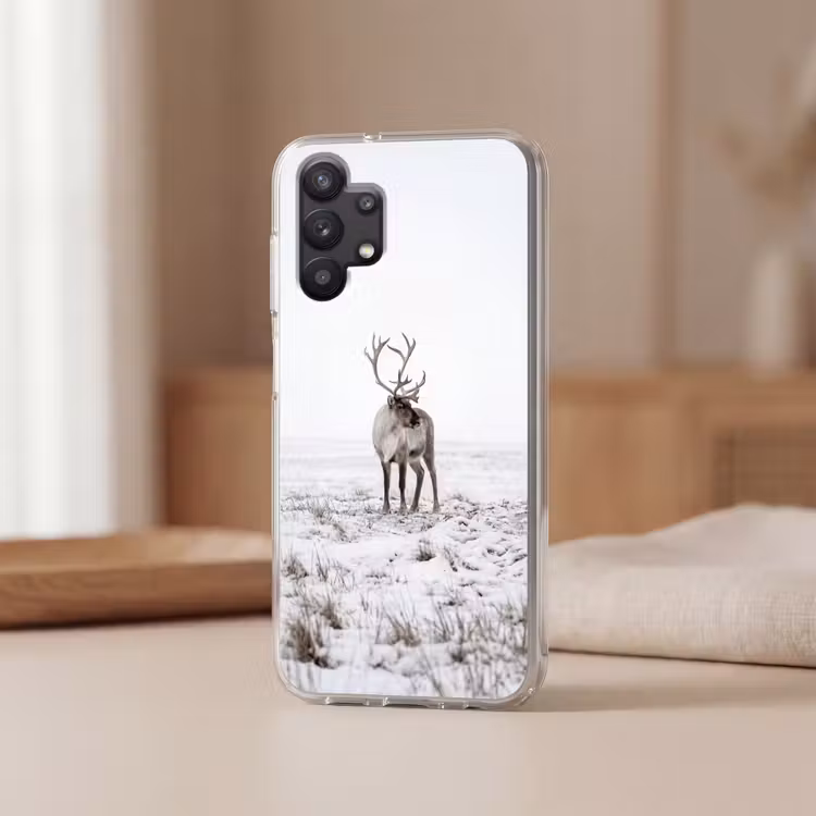Rendier - Gewei - Sneeuw - Winter Telefoonhoesje Samsung Galaxy A32 5G klein -sfeer2