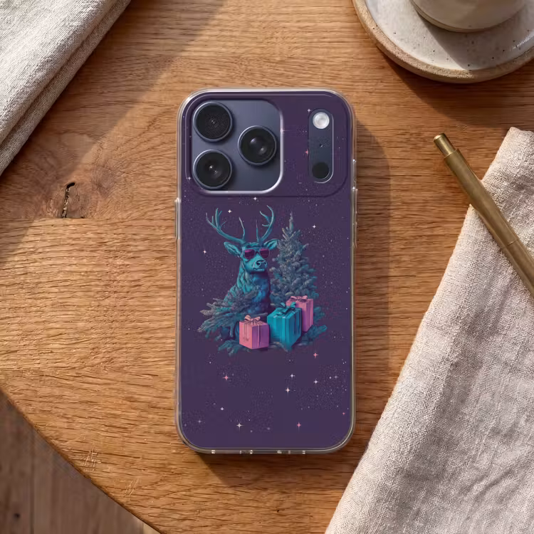 Rendier - Zonnebril - Neon - Kerstboom Telefoonhoesje iPhone 17 Pro klein -sfeer1
