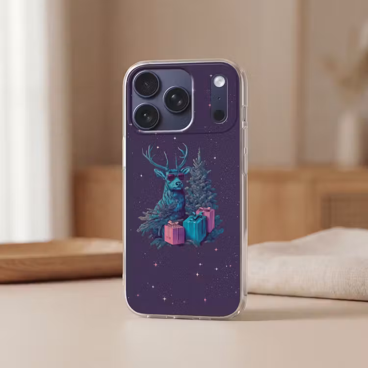 Rendier - Zonnebril - Neon - Kerstboom Telefoonhoesje iPhone 17 Pro klein -sfeer2