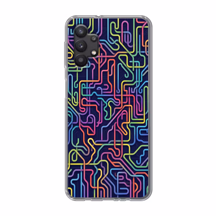 Retro - Abstract - Neon Telefoonhoesje Samsung Galaxy A32 5G klein -3d