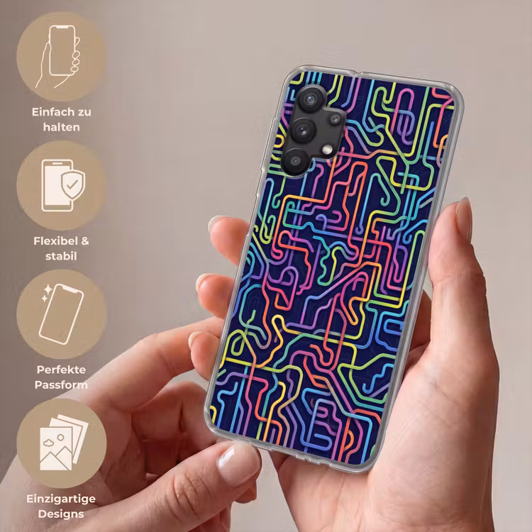 Retro - Abstract - Neon Telefoonhoesje Samsung Galaxy A32 5G klein -sfeer3_DE