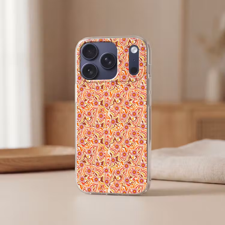 Retro - Bloemen - Patroon Telefoonhoesje iPhone 17 Pro klein 878 -sfeer2