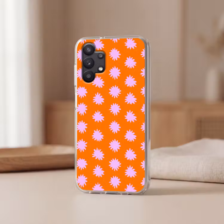 Retro - Bloemen - Oranje Telefoonhoesje Samsung Galaxy A32 5G klein 346 -sfeer2