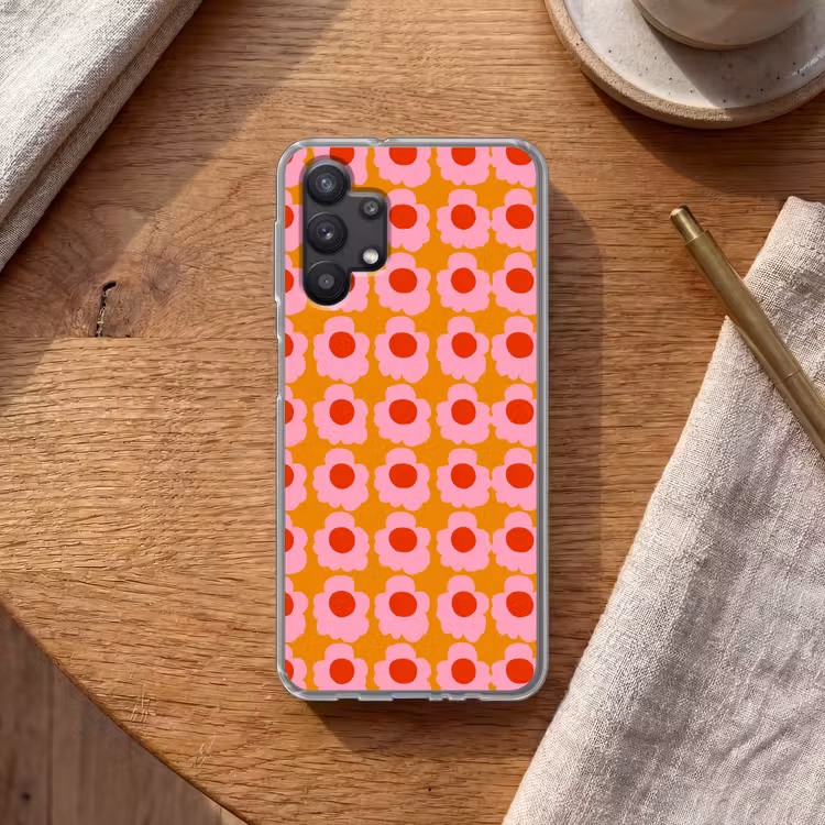 Retro - Bloemen - Roze Telefoonhoesje Samsung Galaxy A32 5G klein 346 -sfeer1