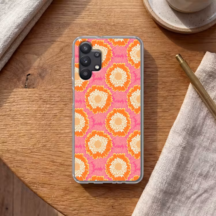 Retro - Bloemen - Kleurrijk Telefoonhoesje Samsung Galaxy A32 5G klein 346 -sfeer1