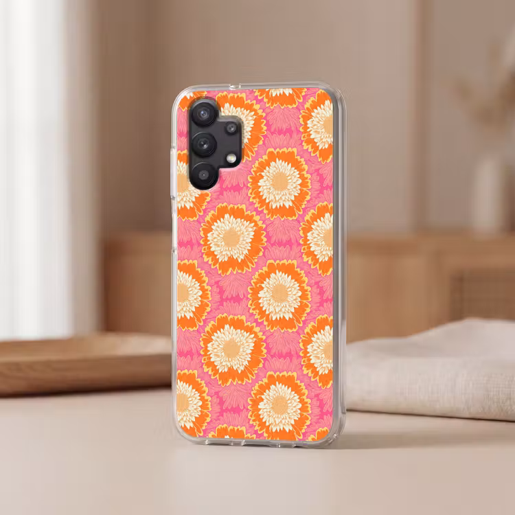 Retro - Bloemen - Kleurrijk Telefoonhoesje Samsung Galaxy A32 5G klein 346 -sfeer2