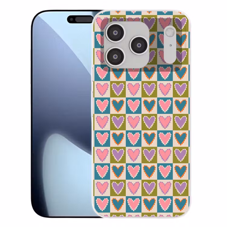 Retro - Kleuren - Patroon - Hartjes Telefoonhoesje iPhone 17 Pro klein 878 -3d