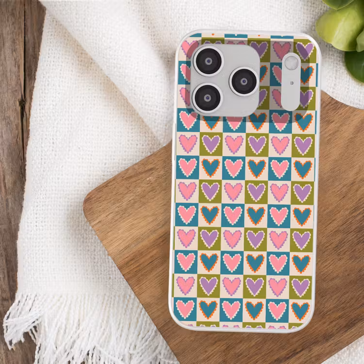 Retro - Kleuren - Patroon - Hartjes Telefoonhoesje iPhone 17 Pro klein 878 -sfeer1