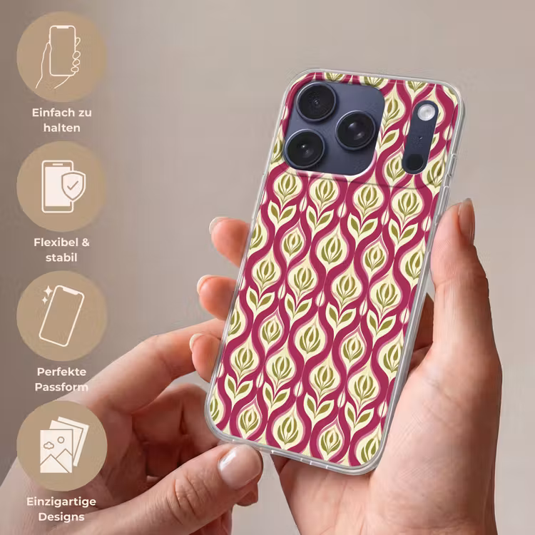 Retro - Floraal - Paars Telefoonhoesje iPhone 17 Pro klein 878 -sfeer3_DE