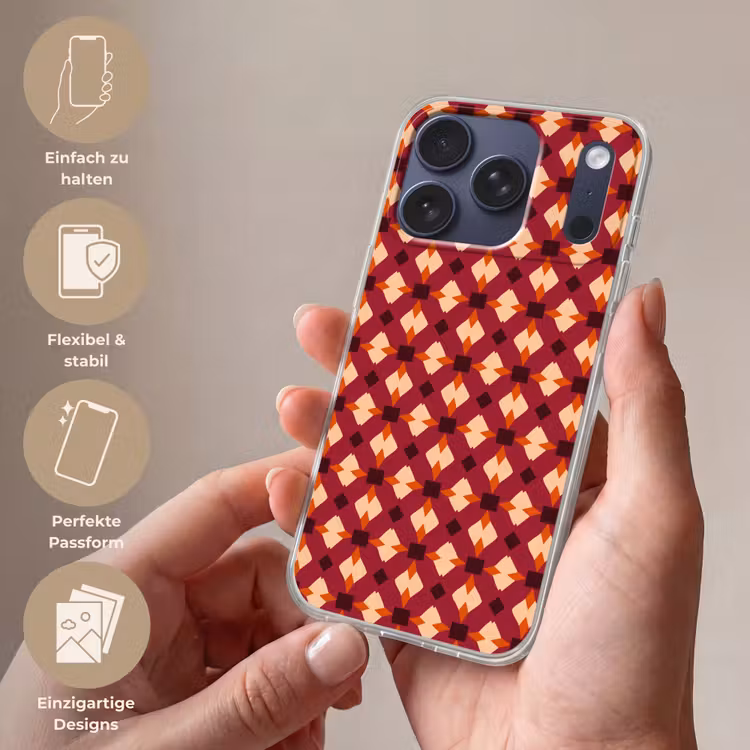 Retro - Patroon - Kleurrijk Telefoonhoesje iPhone 17 Pro klein 878 -sfeer3_DE