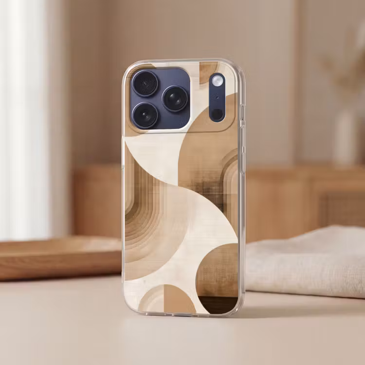 Retro - Geometrische lagen - Aardetinten Telefoonhoesje iPhone 17 Pro klein -sfeer2
