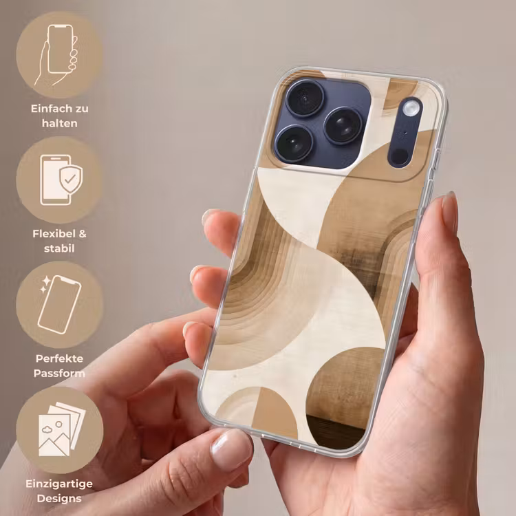 Retro - Geometrische lagen - Aardetinten Telefoonhoesje iPhone 17 Pro klein -sfeer3_DE