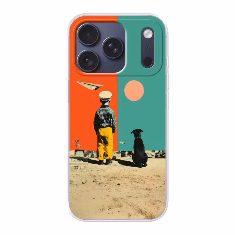 Retro - Jongen - Hond - Rood - Groen Telefoonhoesje iPhone 17 Pro klein -3d