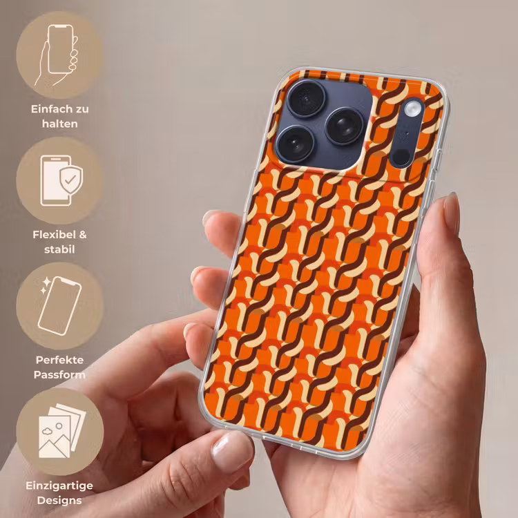 Retro - Modern - Kleurrijk Telefoonhoesje iPhone 17 Pro klein 878 -sfeer3_DE