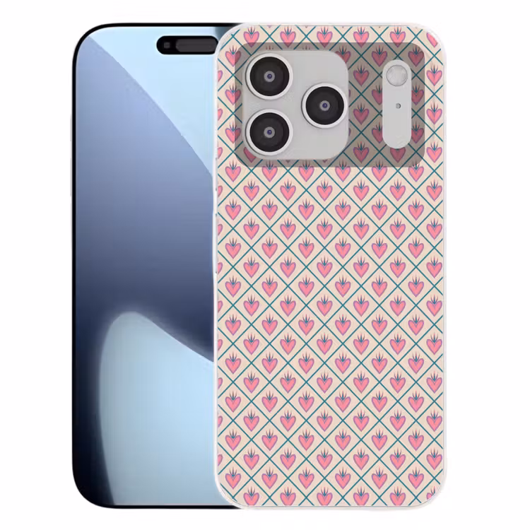 Retro - Ruit - Hartjes - Patroon Telefoonhoesje iPhone 17 Pro klein 878 -3d