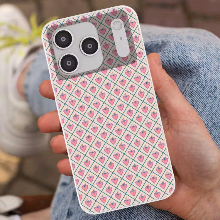 Retro - Ruit - Hartjes - Patroon Telefoonhoesje iPhone 17 Pro klein 878 -sfeer2