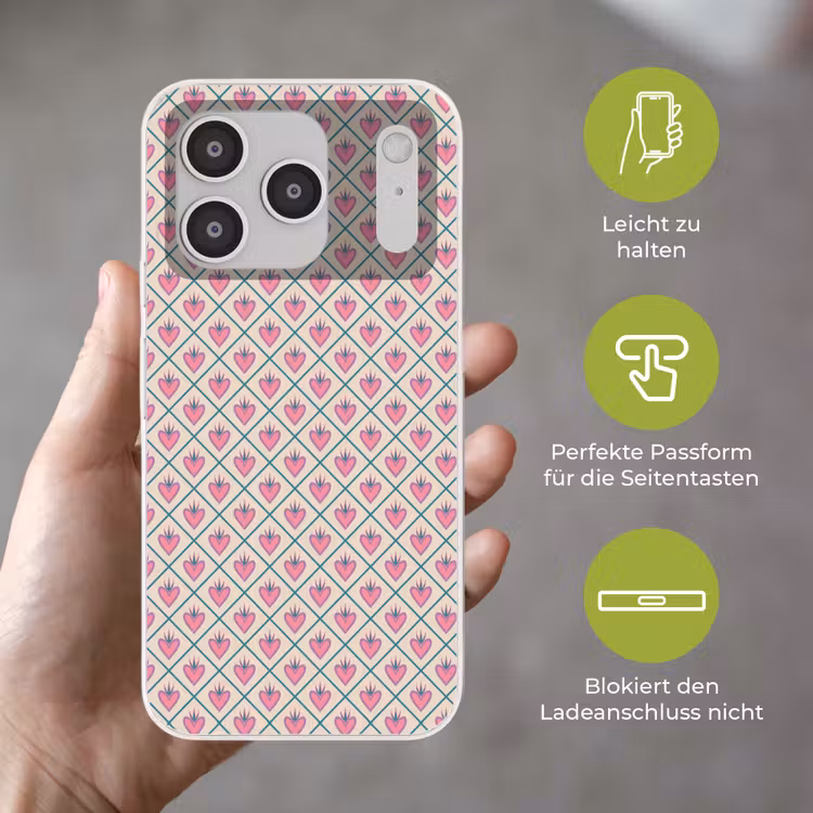 Retro - Ruit - Hartjes - Patroon Telefoonhoesje iPhone 17 Pro klein 878 -sfeer3_DE