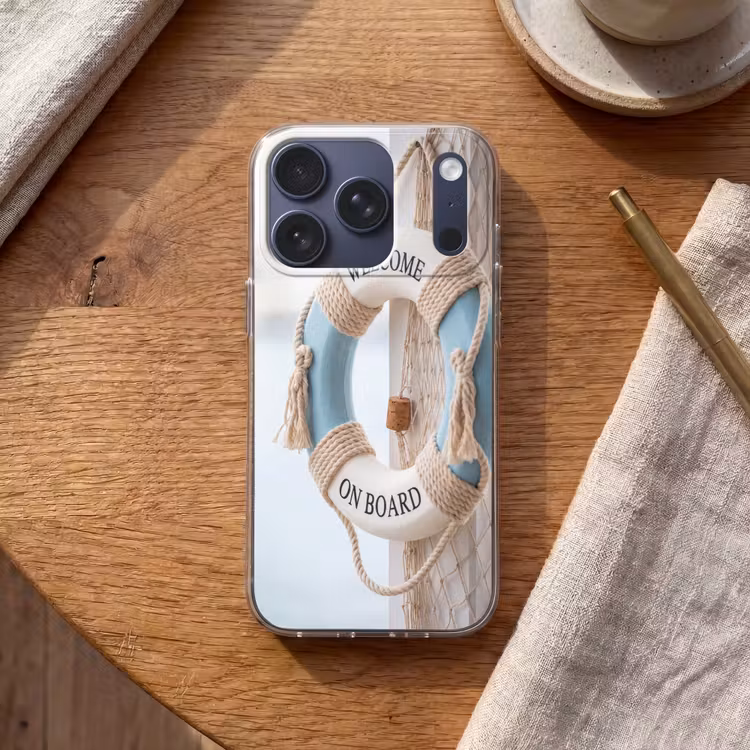 Reddingsboei - Maritiem - Welkom - Blauw - Wit Telefoonhoesje iPhone 17 Pro klein -sfeer1