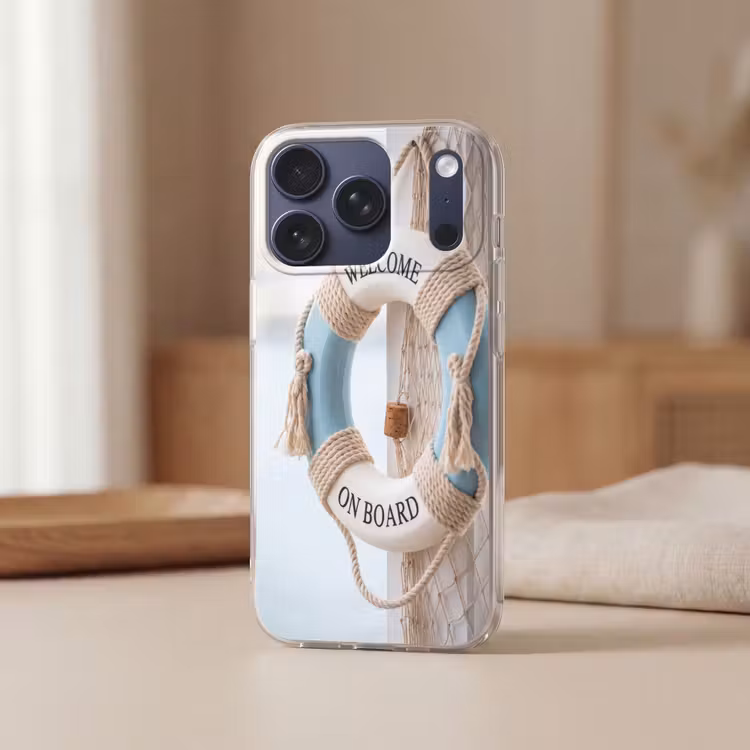 Reddingsboei - Maritiem - Welkom - Blauw - Wit Telefoonhoesje iPhone 17 Pro klein -sfeer2