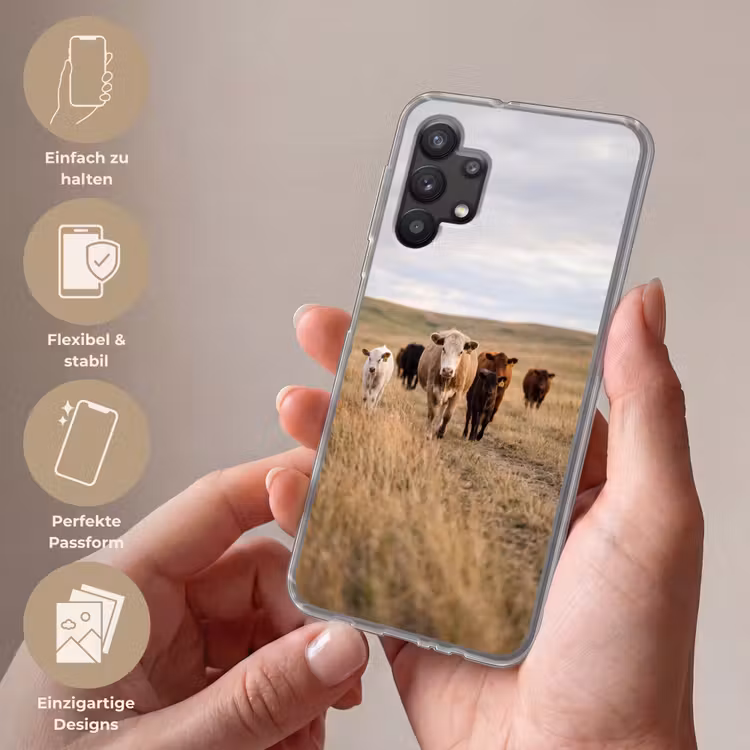 Runderen - Kudde - Landschap - Weide - Rustig Telefoonhoesje Samsung Galaxy A32 5G klein -sfeer3_DE
