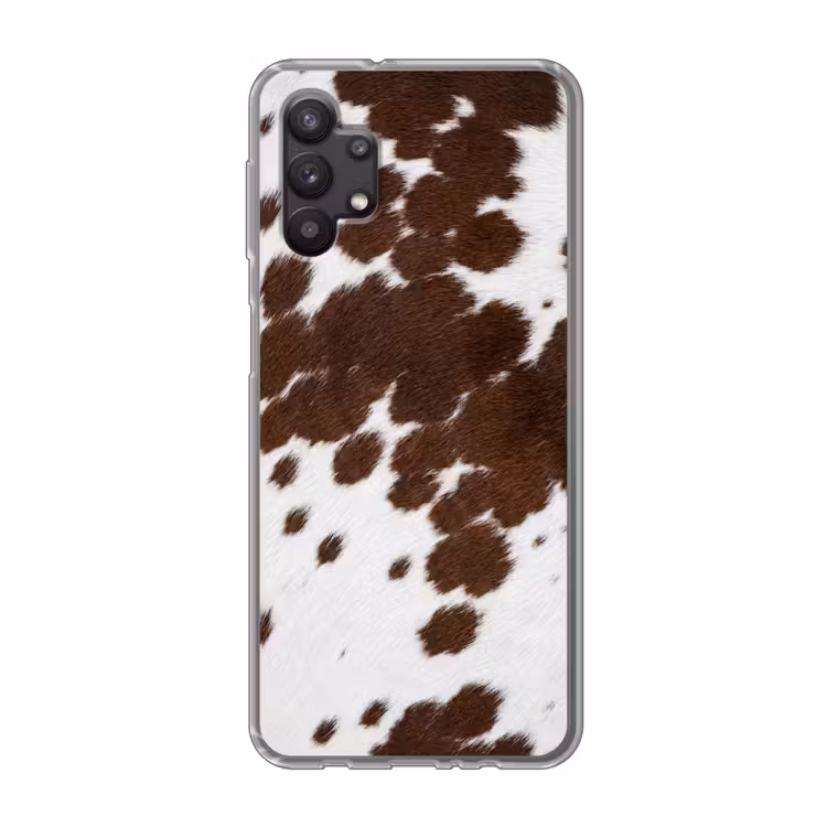 Koeienhuid - Klassiek - Bruin Telefoonhoesje Samsung Galaxy A32 5G klein -3d