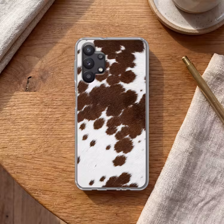 Koeienhuid - Klassiek - Bruin Telefoonhoesje Samsung Galaxy A32 5G klein -sfeer1