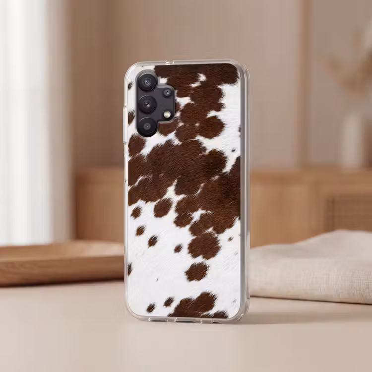Koeienhuid - Klassiek - Bruin Telefoonhoesje Samsung Galaxy A32 5G klein -sfeer2
