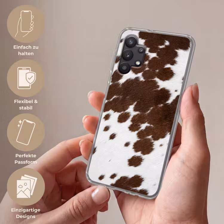 Koeienhuid - Klassiek - Bruin Telefoonhoesje Samsung Galaxy A32 5G klein -sfeer3_DE