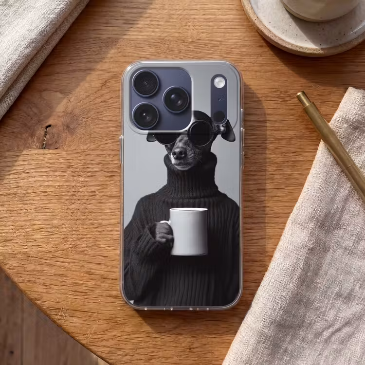 Coltrui - Hond - Bril - Mok Telefoonhoesje iPhone 17 Pro klein -sfeer1